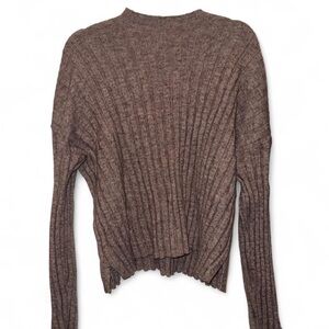 Motel Rocks Brown Ribbed Crew Neck Sweater